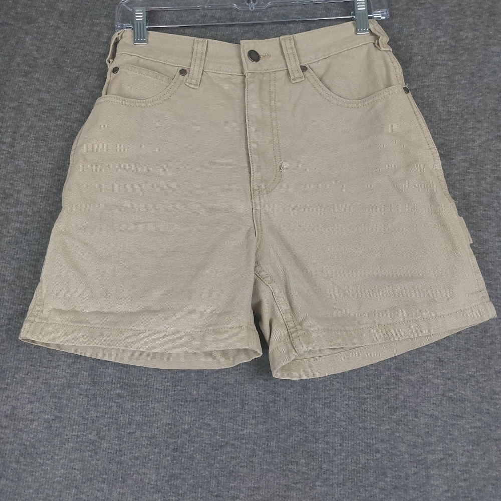 DICKIES JEANS WOMENS TAN KHAKI 100% COTTON CLASSIC CARPENTER SHORTS SIZE 26